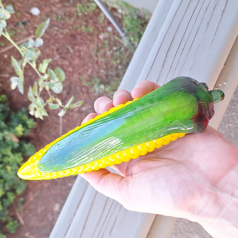 Vintage Murano Art Glass Corn On The Cob Handmade Hand Blown Artisan Farmhouse - Picture 4 of 5